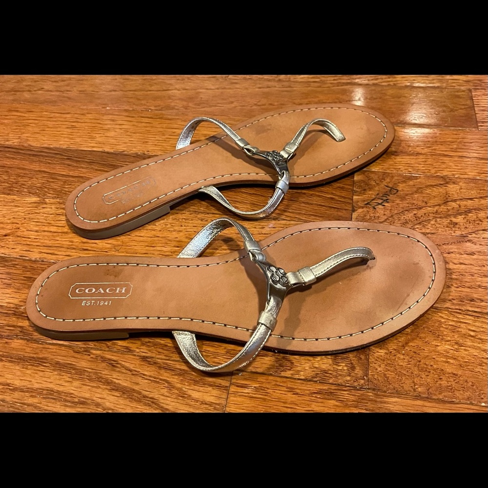 Coach silver Sandals size 8 used 1 time!